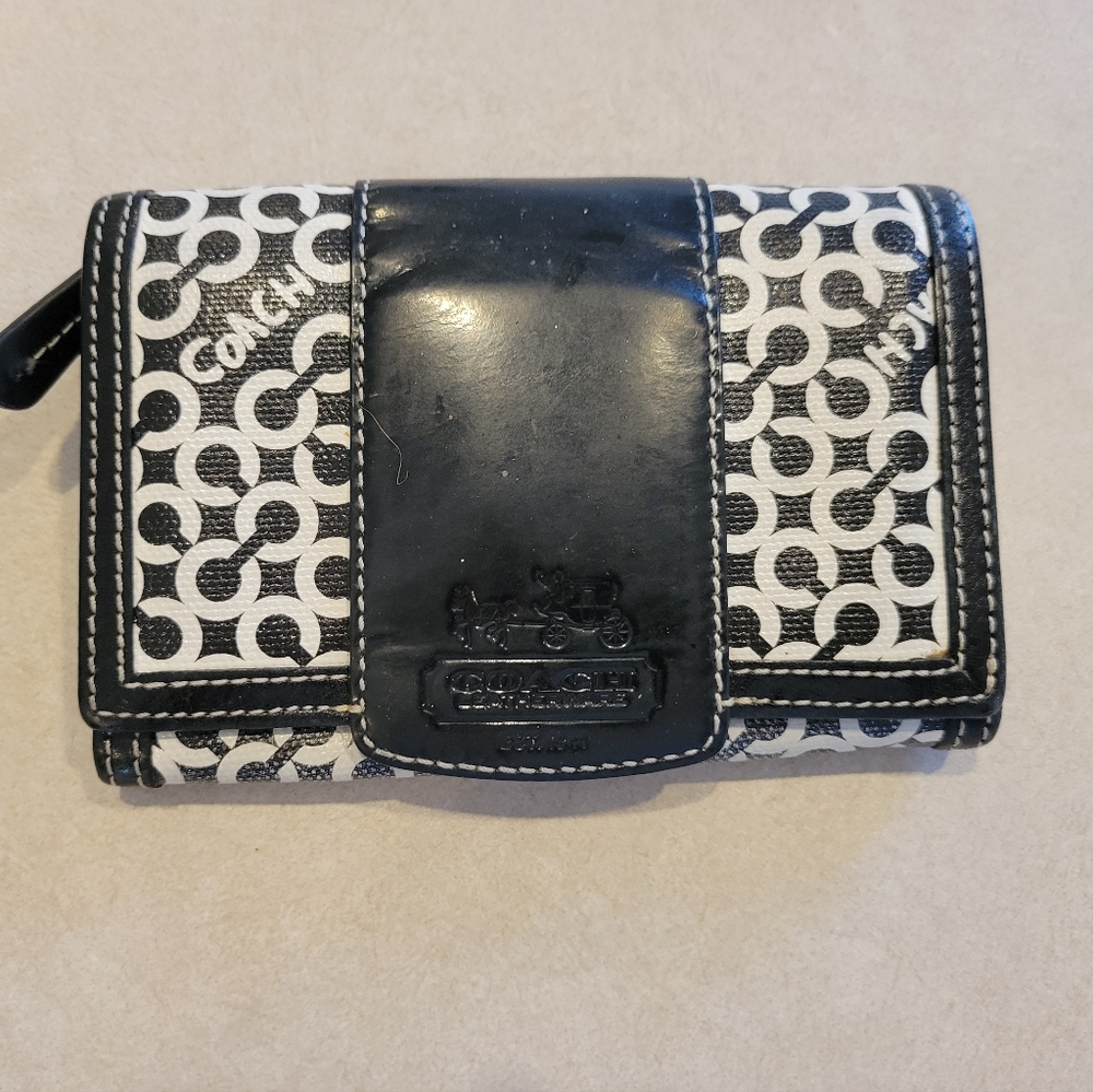 Black white Retro COACH Wallet